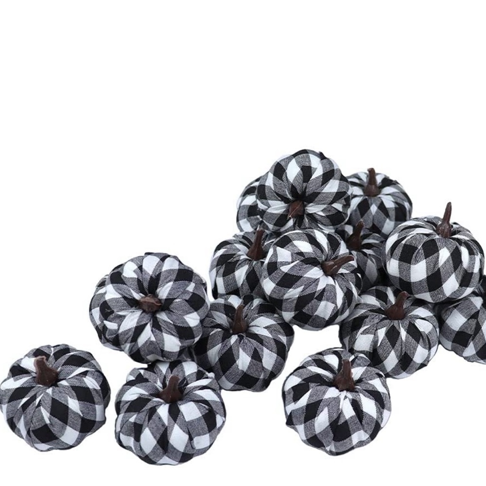 Sale! NEW! Fabric Pumpkins Black and White Buffalo Plaid Pumpkins